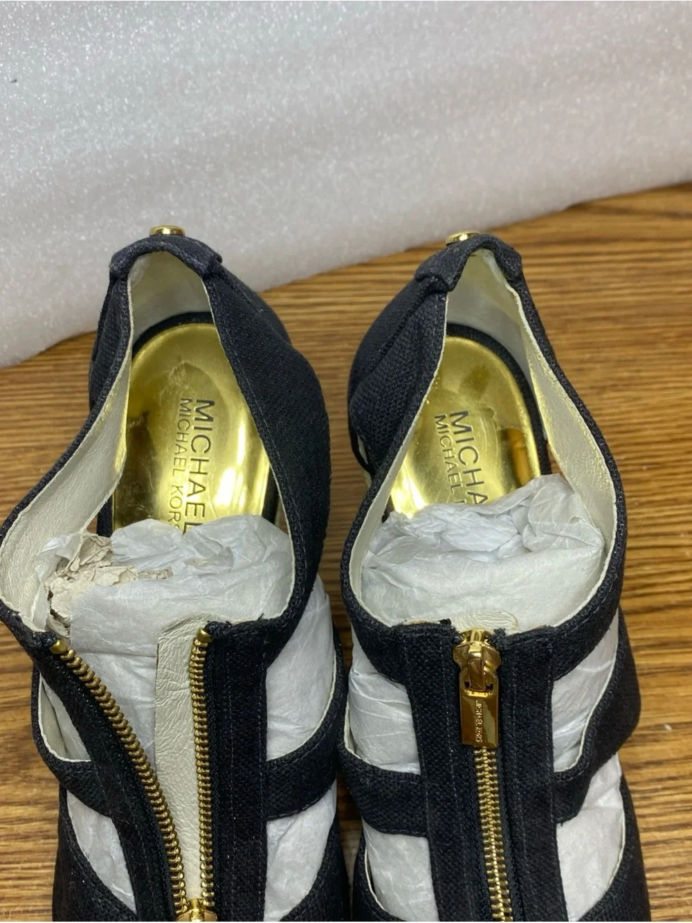 Michael Kors Women's Damita Canvas Espadrille Wedge Sandal Black Womens Size 9M